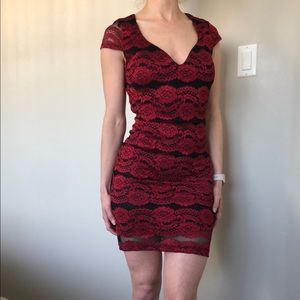 Red Lace Open-Back Mini Dress - Excellent Condition